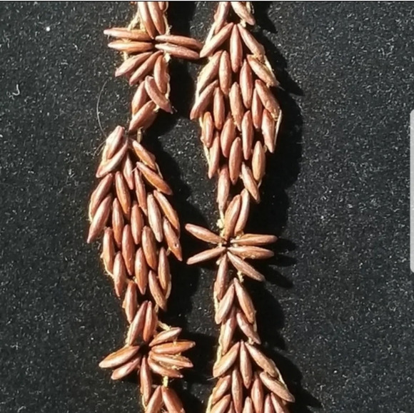 1970S JAMAICAN BOHO BROWN APPLE SEED NECKLACE & EARRINGS SET - Picture 6 of 6